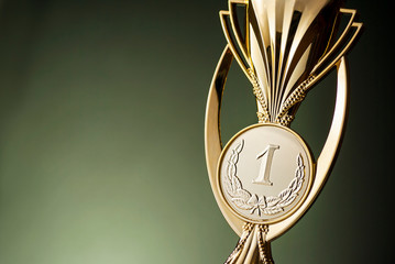 Gold first placed winners championship trophy