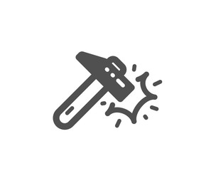 Crash protection sign. Hammer blow icon. Repair tool symbol. Classic flat style. Simple hammer blow icon. Vector