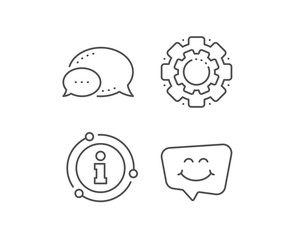 Smile chat line icon. Chat bubble, info sign elements. Happy emoticon sign. Speech bubble symbol. Linear smile chat outline icon. Information bubble. Vector