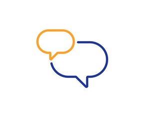 Speech bubble sign. Chat comment line icon. Social media message symbol. Colorful outline concept. Blue and orange thin line chat message icon. Vector