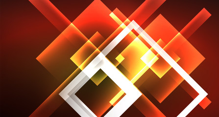 Shiny neon design square shape abstract background. Retro vector abstract design banner template