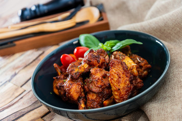 fried chicken wings on table