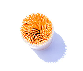 Wooden toothpicks isolated on white background with clipping path.