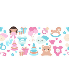 Background with simple baby symbols.
