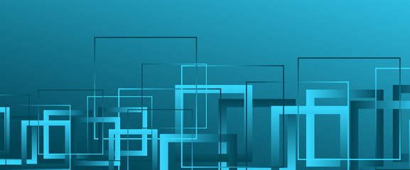 Abstract background with simple square or rectangle geometrical shapes. Geometric template with fluid gradients. Line design, technology concept. Vector Illustration For Wallpaper, Banner Background