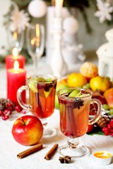 hot winter drink Cranberry Apple Cider Punch. Garnish with apples, oranges, and cranberries. hot...