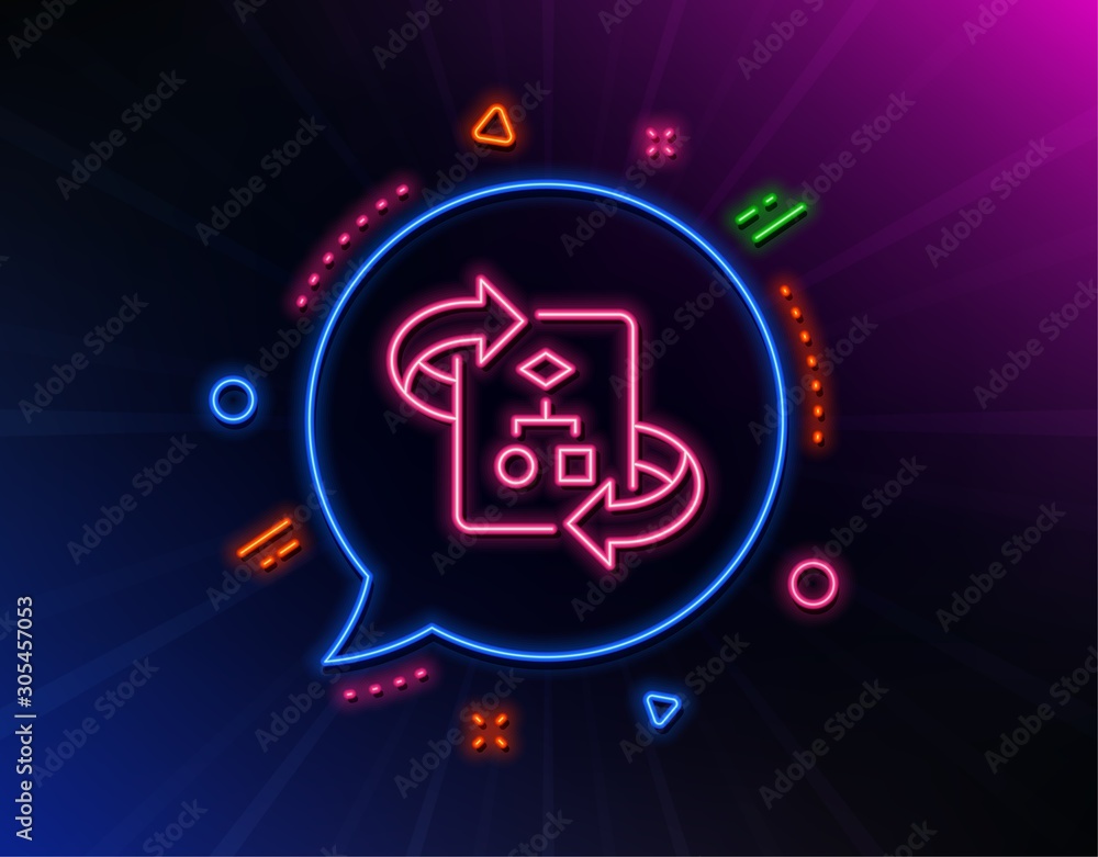 Aufkleber technical algorithm line icon. neon laser lights. project documentation sign. glow laser speech bubb