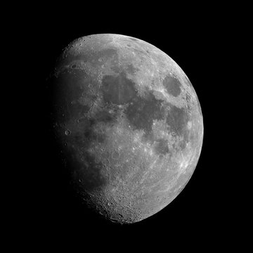 Waxing gibbous Moon phase, isolated in the black space, in this phase there are some good craters, like Copernicus, Tycho and many others.