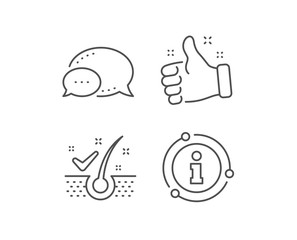 Anti-dandruff flakes line icon. Chat bubble, info sign elements. Dandruff shampoo sign. Clean hair symbol. Linear anti-dandruff flakes outline icon. Information bubble. Vector
