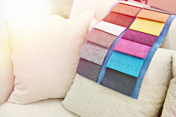 Fabric upholstery samples in store