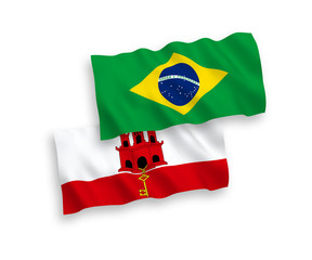 Fototapeta premium Flags of Brazil and Gibraltar on a white background