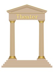 Naklejka premium 3D Ancient theater with four columns isolated on white background 