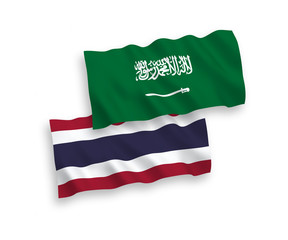 Naklejka premium Flags of Saudi Arabia and Thailand on a white background