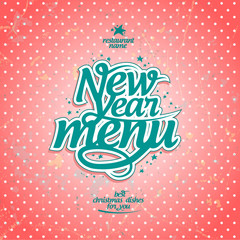 New year menu cover with polka dot backdrop