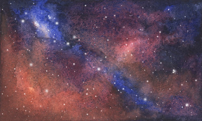 Abstract watercolor galaxy sky background, Cosmic texture with stars.