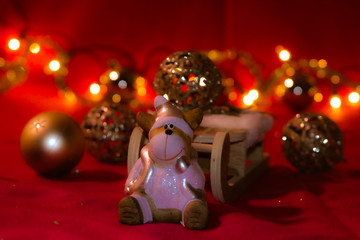 weihnachtsdekoration lichter und schlitten