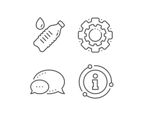 Water bottle line icon. Chat bubble, info sign elements. Clean aqua drink sign. Liquid symbol. Linear water bottle outline icon. Information bubble. Vector