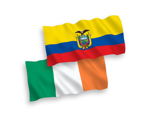 Flags of Ireland and Ecuador on a white background