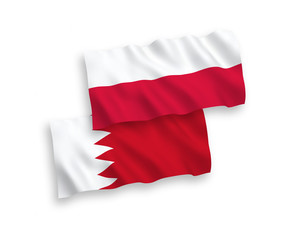 Flags of Bahrain and Poland on a white background