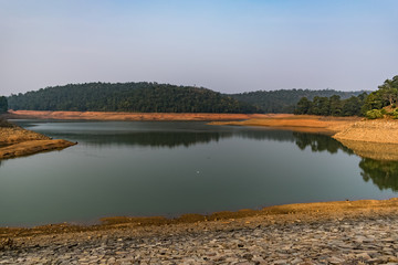 Indian water reservoir awesome view at evening with greenery forest back ground view.
