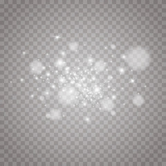 White light glowing explosion burst on a transparent background. Vector illustration light effect decoration with ray. Bright Star. Transparent sunshine, bright flash. In the center is a bright flash.