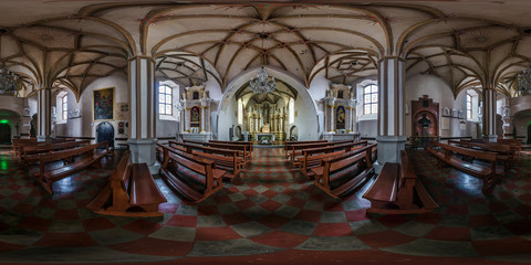 Full spherical seamless hdri panorama 360 degrees inside interior of old gothic catholic church of...