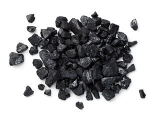 Black Coal Pile Isolated On White Background
