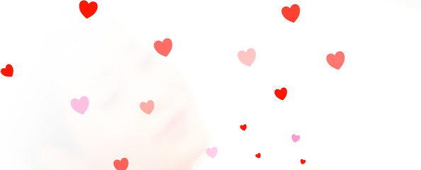 Hearts. Valentine's Day abstract background with women on white background