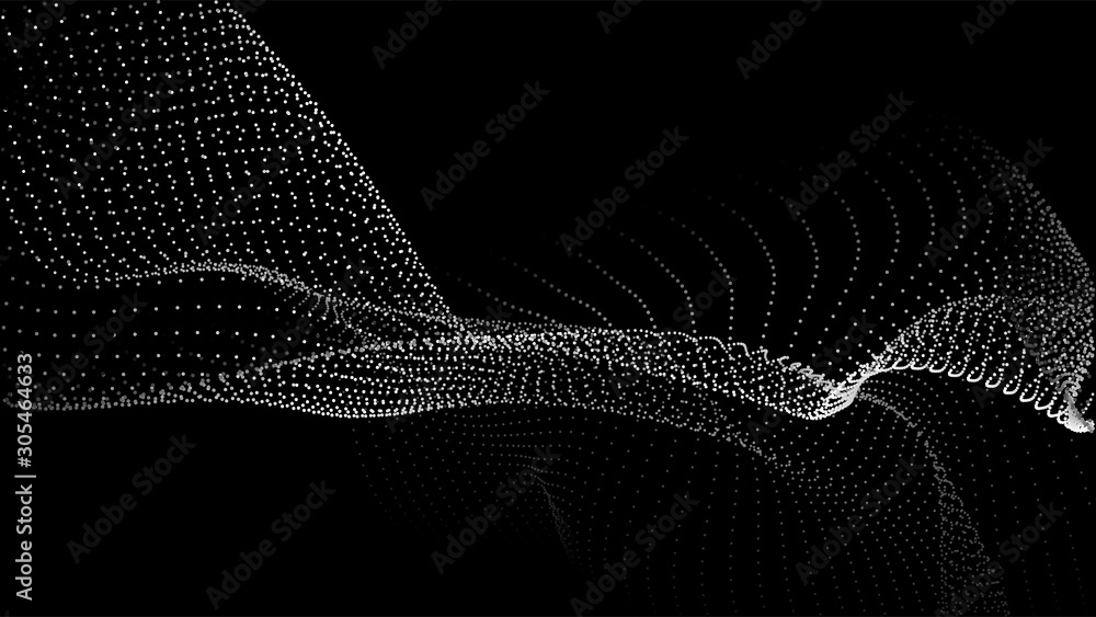 Aufkleber Abstract digital wave of particles. Futuristic point wave. Technology background vector. Vector illustration