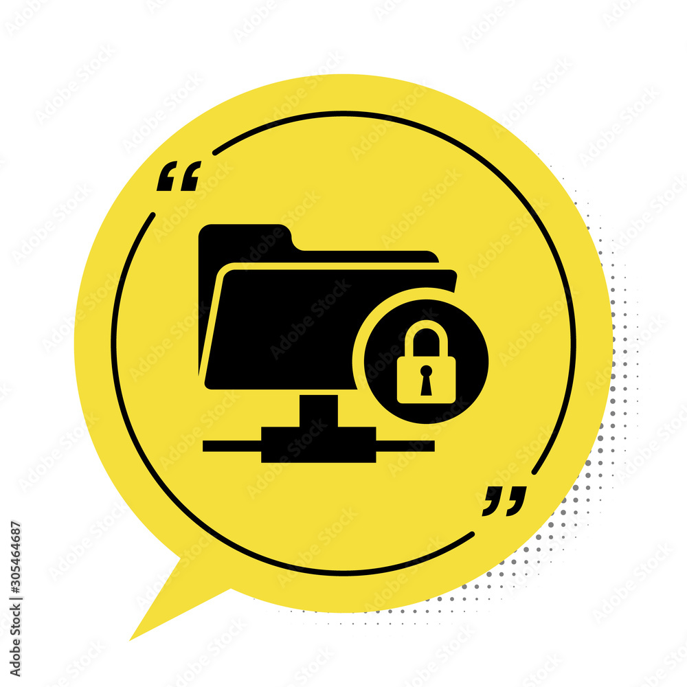 Poster black ftp folder and lock icon isolated on white background. concept of software update, ftp transfe