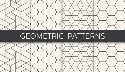 black and white geometric grid pattern set