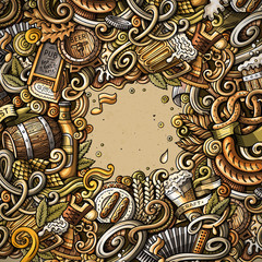 Cartoon doodles Beer fest illustration. Oktoberfest funny picture