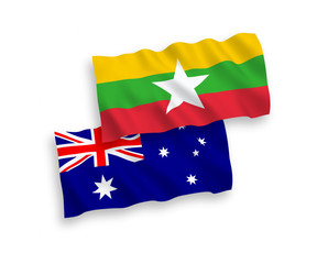 Flags of Australia and Myanmar on a white background