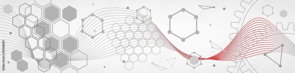 Wall mural science network pattern. connecting lines and dots. modern futuristic virtual abstract background mo