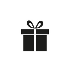 Gift, Present, Giftbox Isolated Flat Web Mobile Icon / Vector / Sign / Symbol / Button / Element / Silhouette
