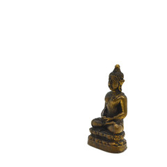 thai mini  brass meditation budha image on isolated