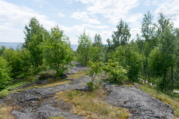 Fototapeta na wymiar View of bear mountain in Medvezhegorsk