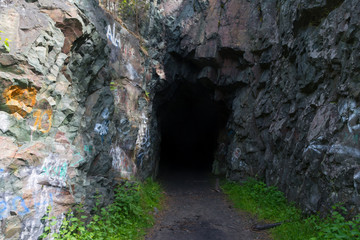 entrance to the tunnel barracks in Medvezhegorsk