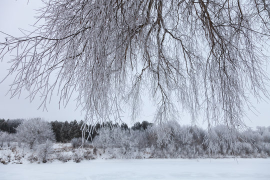 Beautiful winter landscape in russian province