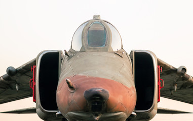Fototapeta na wymiar old military army fighter aircraft close up