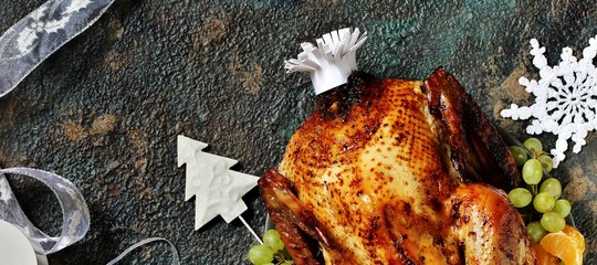 turkey christmas background. copy space. place for text. Flatlay. top view. copy space