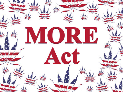 More Act Message With USA Marijuana Leaf Border Isolated Over White