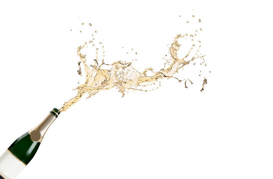 Champagne explosion isolaed on white background. 