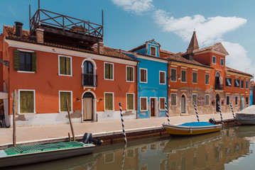 Fototapeta na wymiar Burano Bright colored houses Venice Italy summer destination Europe city