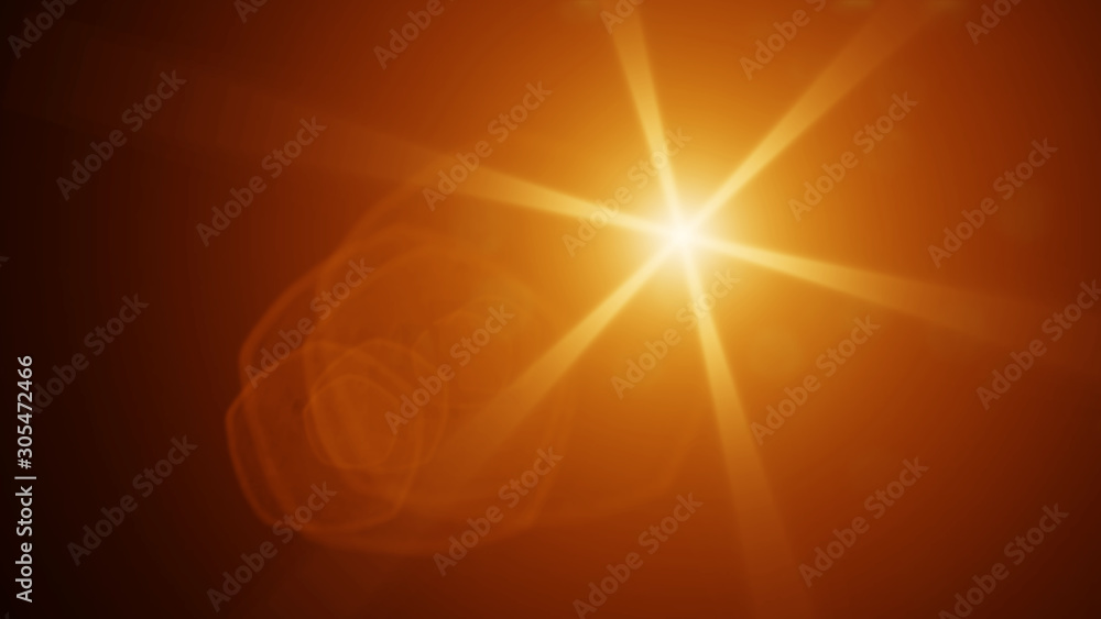 Wall mural intense gold lens flare effect overlay texture with bokeh effect and light streaks in front of a bla