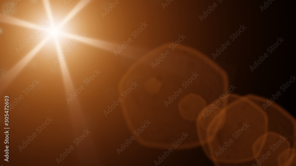 Wall mural beautiful gold lens flare effect overlay texture with bokeh effect and light streaks in front of a b