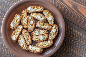 Cantuccini cookies on the plate