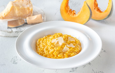 Portion of pumpkin risotto
