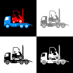 Tow truck icon set, vector illustration