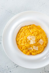 Portion of pumpkin risotto